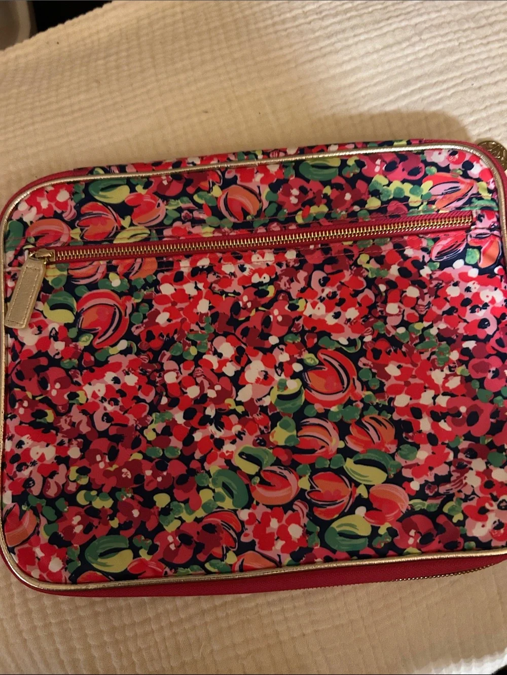 Lilly Pulitzer Floral Print Laptop Sleeve in Coral, Pink & Green